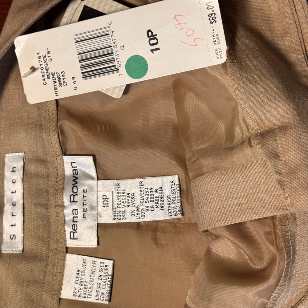 Rena Rowan Petite Stretch Blend Tan Skirt with Lycra Blend 10P - Picture 9 of 9